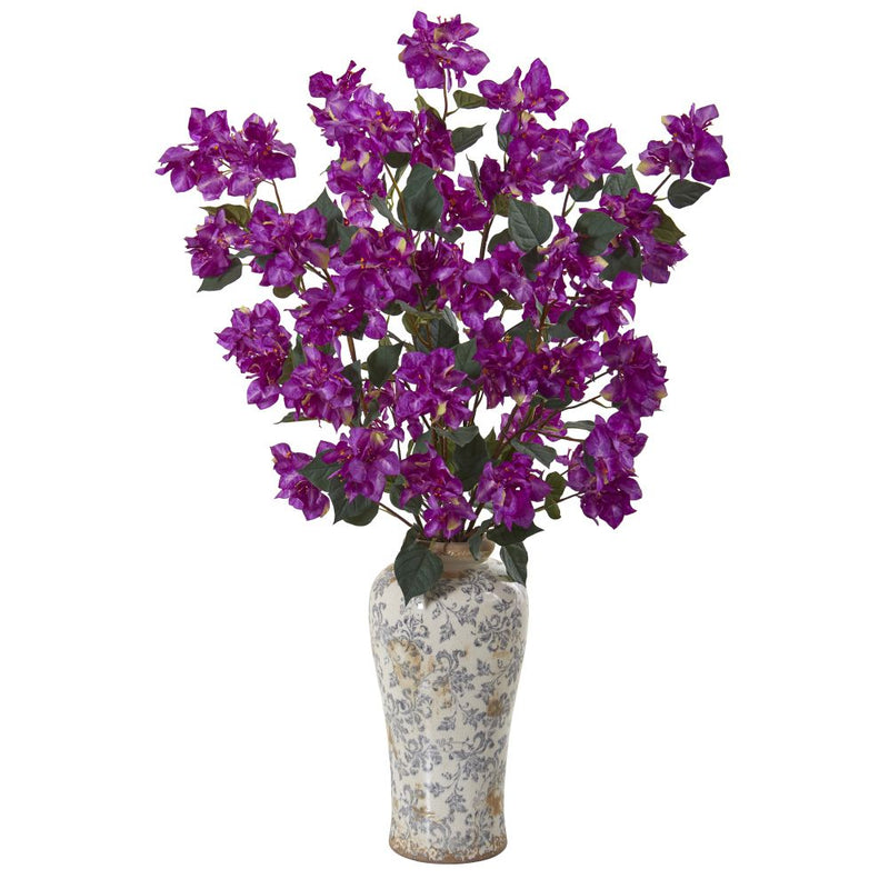 39” Bougainvillea Artificial Arrangement in Decorative Vase Default Title