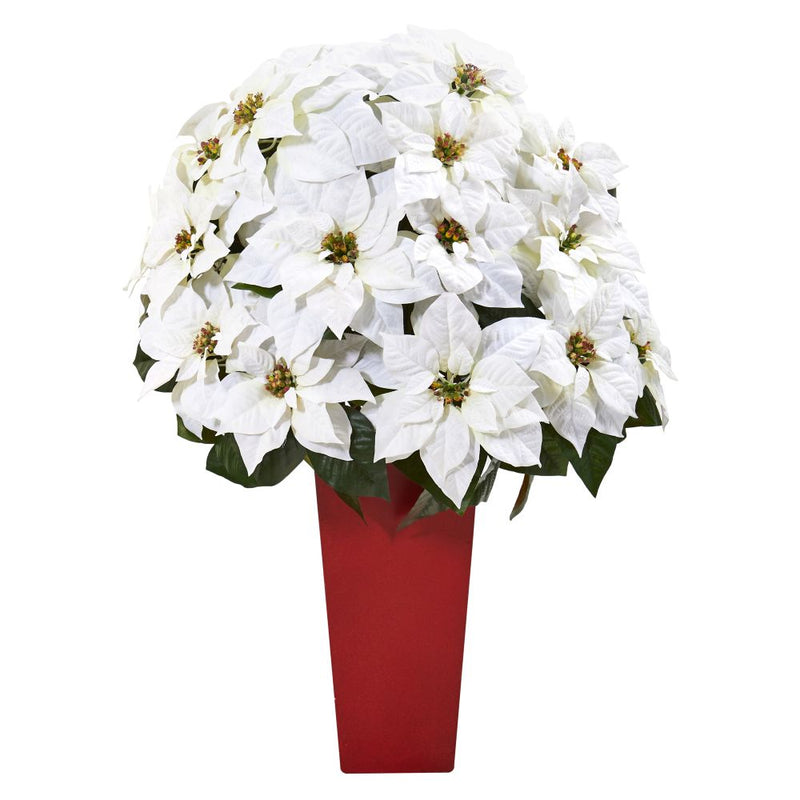 32” Poinsettia Artificial Arrangement in Red Vase Default Title