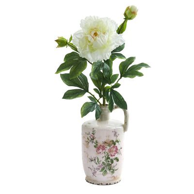 22” Peony Artificial Arrangement in Floral Pitcher Default Title