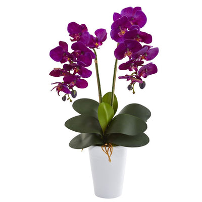 23” Double Phalaenopsis Orchid Artificial Arrangement in Vase Default Title