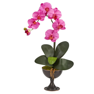 22” Phalaenopsis Orchid Artificial Arrangement in Metal Chalice Default Title