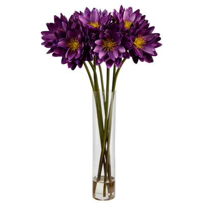 30” Lotus Artificial Arrangement in Cylinder Vase Default Title