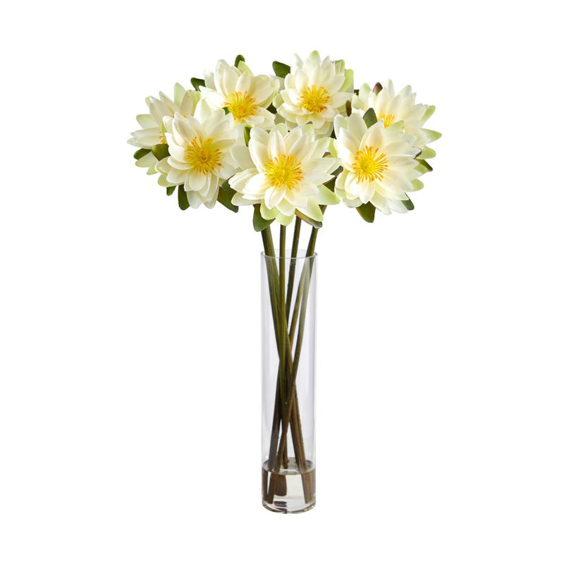 30” Lotus Artificial Arrangement in Cylinder Vase Default Title