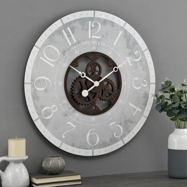 Rustic Gray Bronze Industrial FarmHome Round Oversized Wall Clock