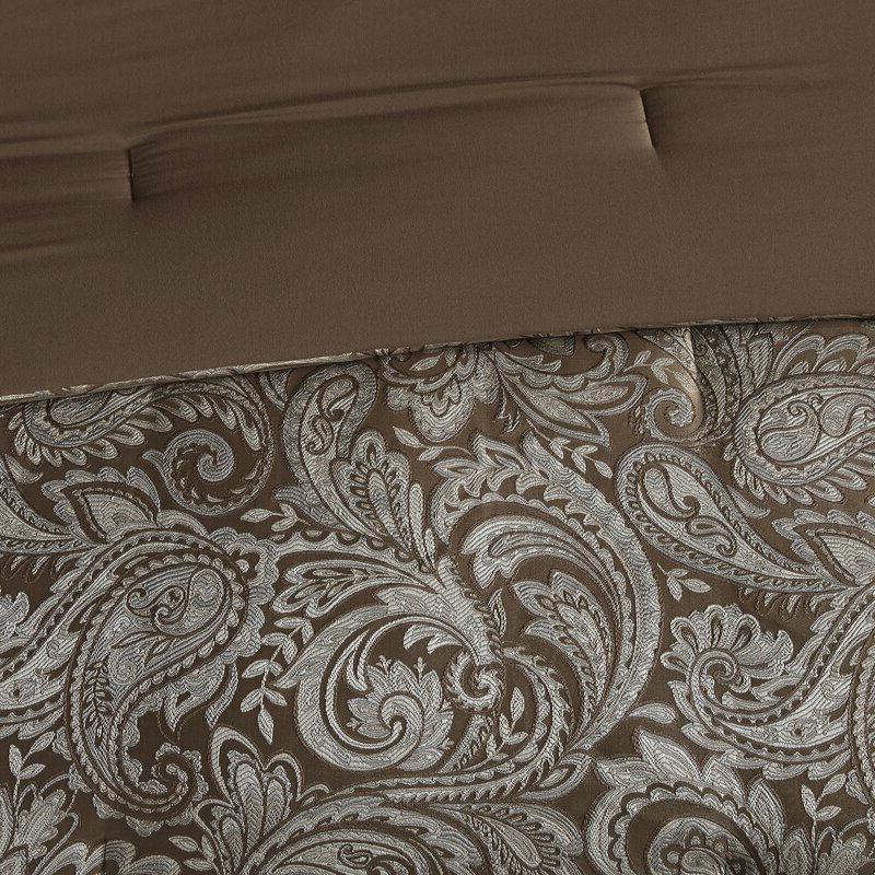 California King 12-piece Reversible Cotton Comforter Set in Brown and Blue