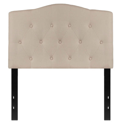 Twin size Beige Fabric Upholstered Button Tufted Headboard