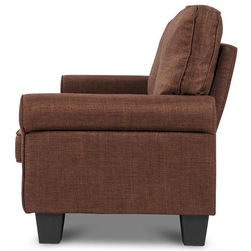 Classic Brown Fabric Loveseat Sofa with Armrests