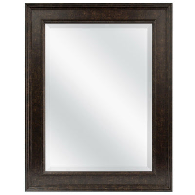 Beveled Rectangular Bathroom Vanity Mirror with Bronze Finish Frame