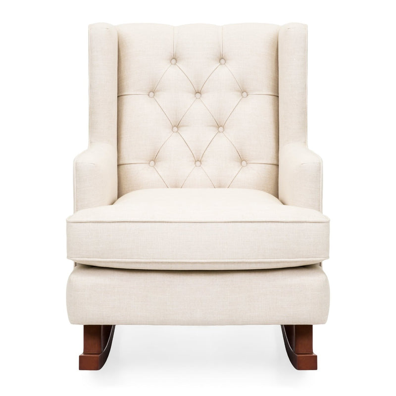 Beige Soft Tufted Upholstered Wingback Rocker Rocking Chair