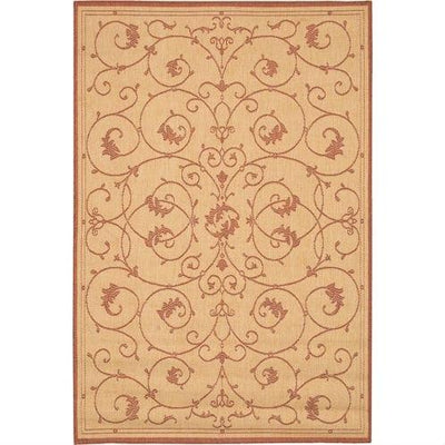 2' x 3'9 Floret Vines Leaves Floral Area Rug in Terracotta Natural