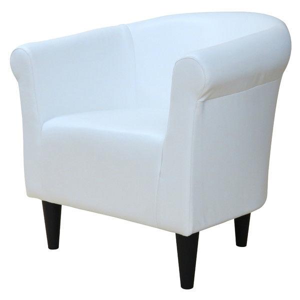 Modern Classic White Faux Leather Upholstered Club Chair - Made in USA