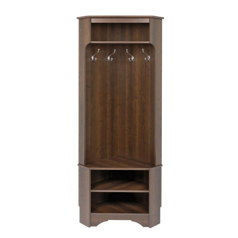 Tall Sturdy Entryway Corner Hall Tree Dark Brown