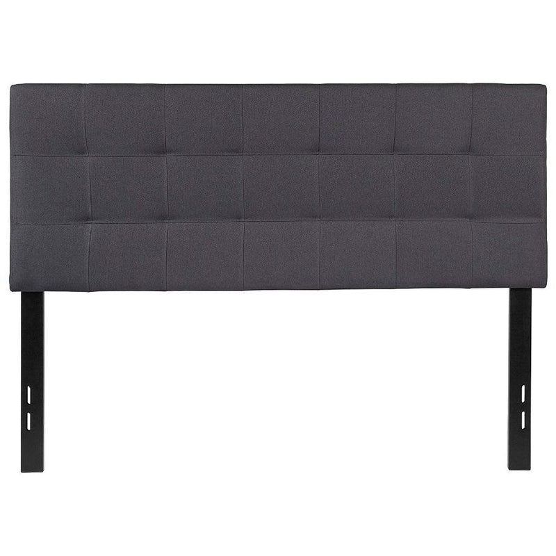 Full size Dark Grey Fabric Linen Upholstered Panel Headboard