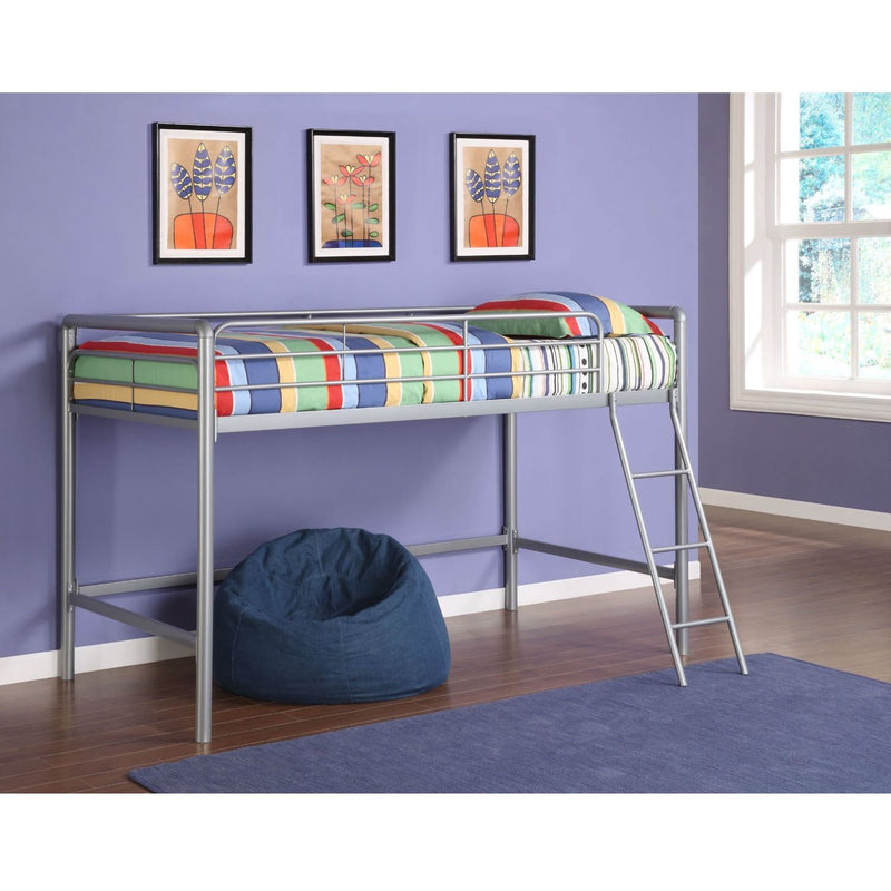 Twin size Bunk Bed Style Metal Loft Bed in Silver