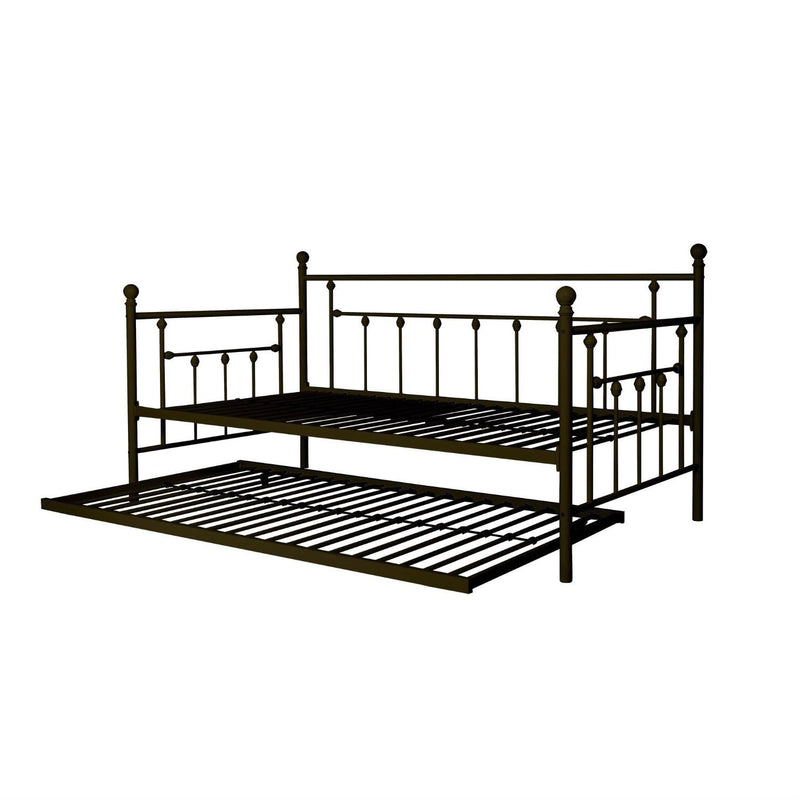 Twin size Metal Daybed with Pull-out Trundle Bed in Bronze Finish