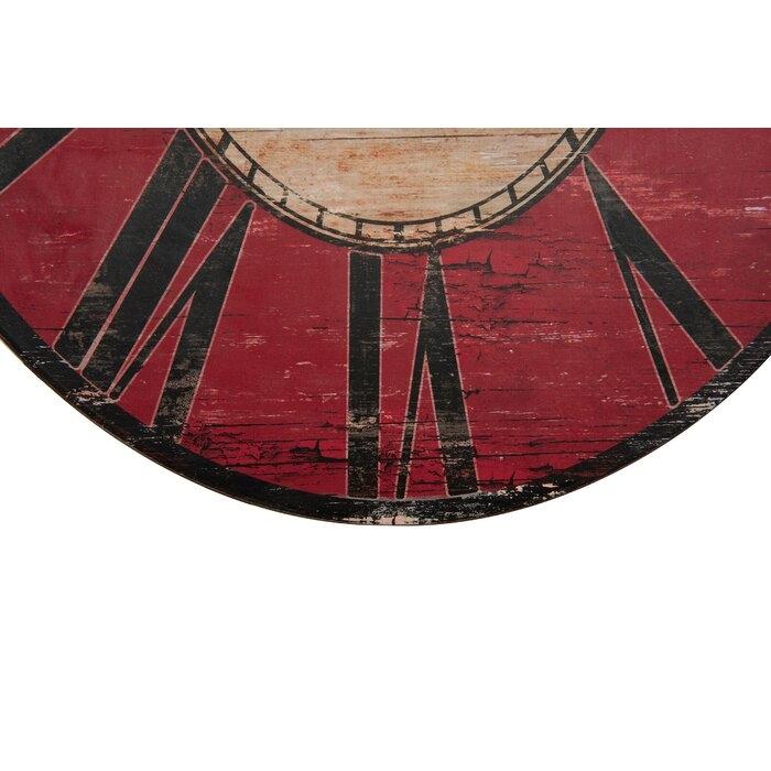 Red Oversized Distressed Paris Wood Wall Clock