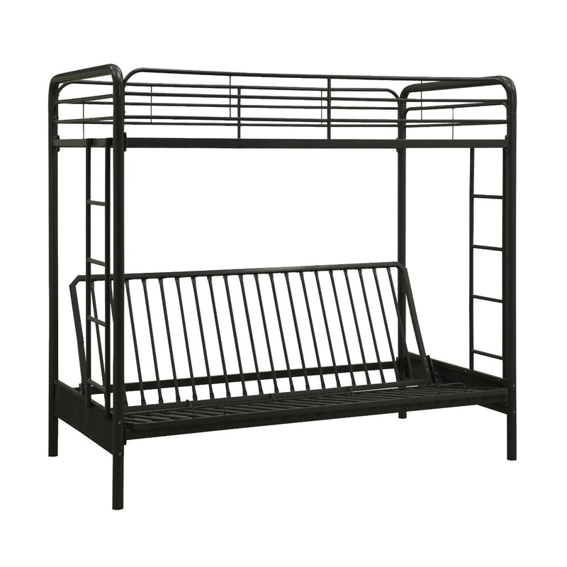 Twin over Full Futon Bunk Bed Sleeper Sofa in Black Metal