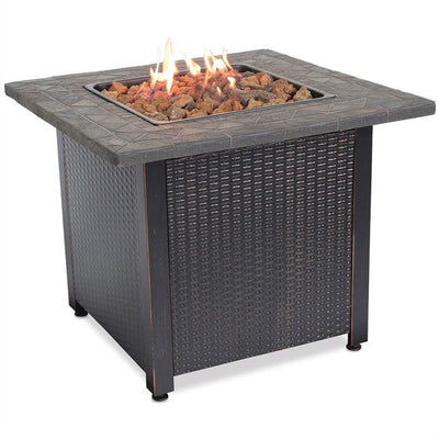 Outdoor Patio Propane Fire Pit with Hidden Fuel Tank Storage Cabinet