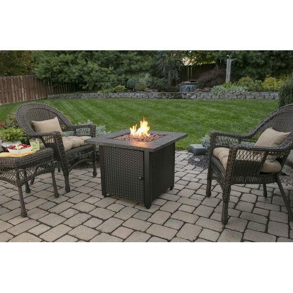 Outdoor Patio Propane Fire Pit with Hidden Fuel Tank Storage Cabinet