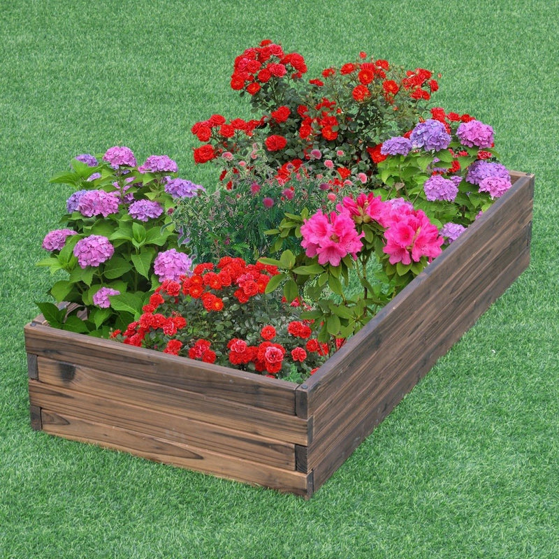 Solid Wood 4 ft x 2 ft Raised Garden Bed Planter 9 inch High