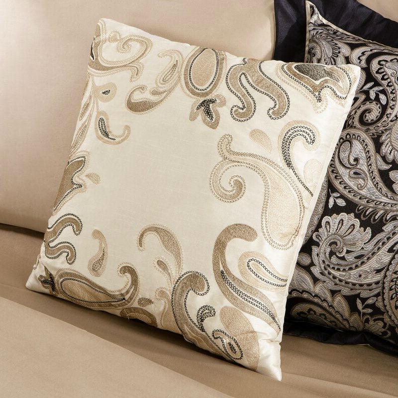 Full 100-Percent Cotton 12-Piece Reversible Paisley Comforter Set in Black Gold