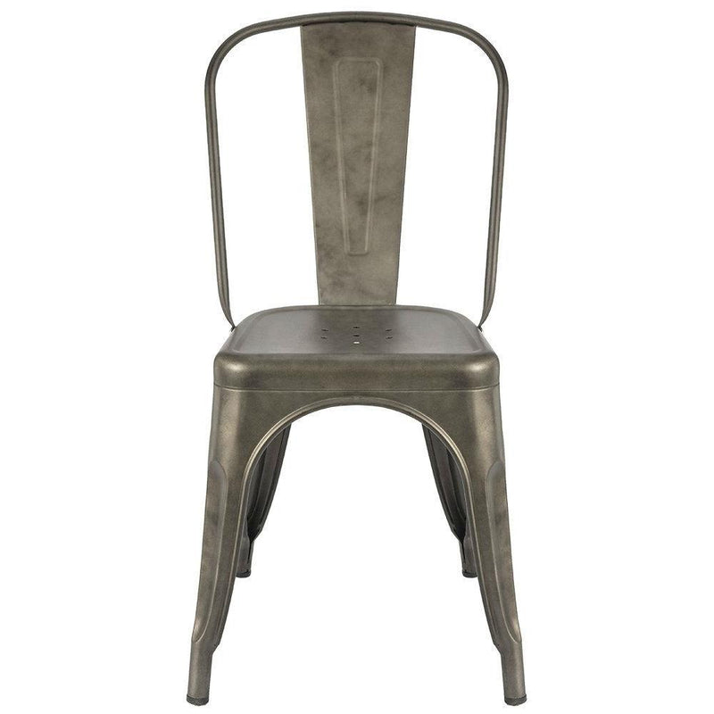 Set of 4 - Stackable Modern Cafe Bistro Dining Side Chair in Gun Metal Finish