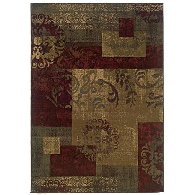 Dark Green Geometric Floral Stylish Area Rug (8&