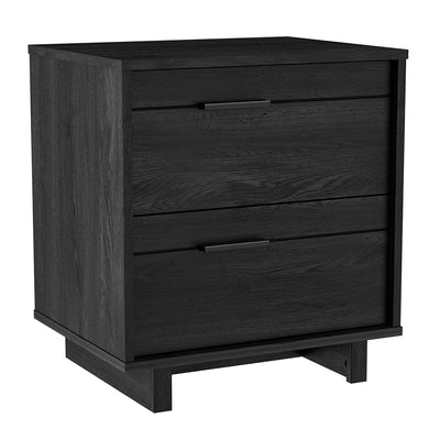 Modern Bedroom Nightstand in Grey Black Wood Finish