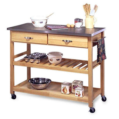 Stainless Steel Top Kitchen Cart Utility Table with Locking Wheels