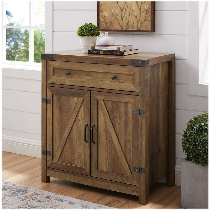 Rustic Farmhouse Barn Door Accent Storage Cabinet Reclaimed Barnwood