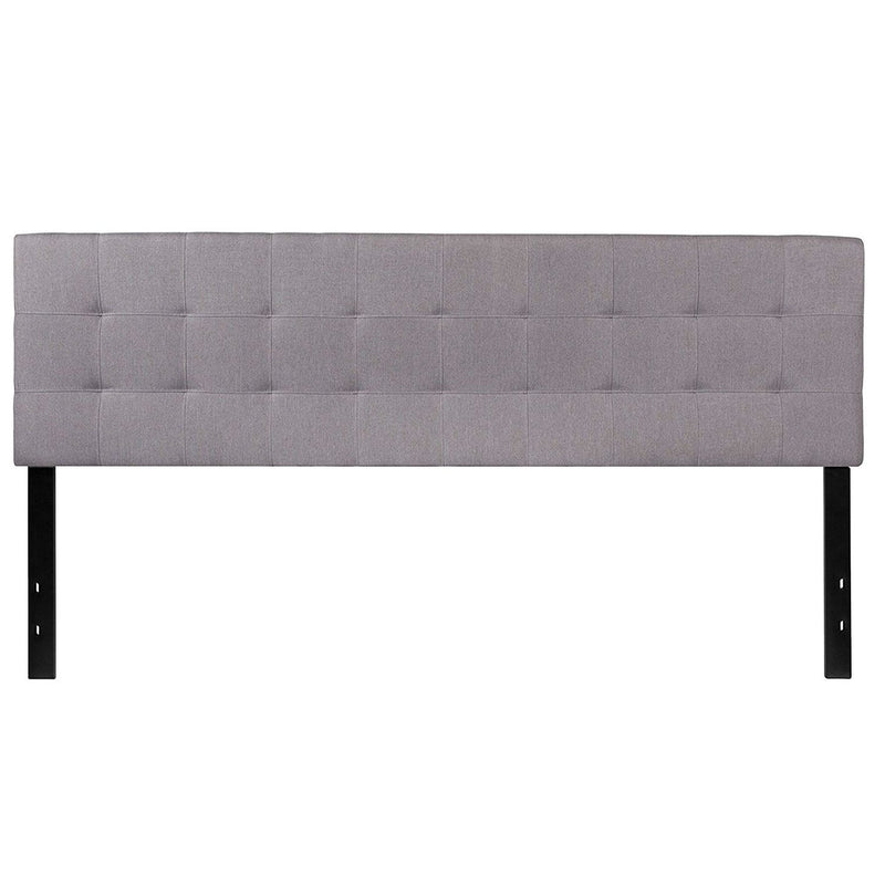 King size Modern Light Grey Fabric Upholstered Panel Headboard