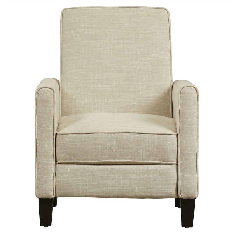 Club Chair Recliner Lounge in Light Beige Linen Upholstery