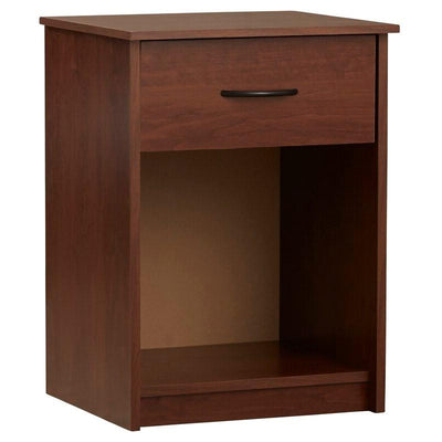 Bedroom 1-Drawer Nightstand End Table in Medium Brown Wood Finish