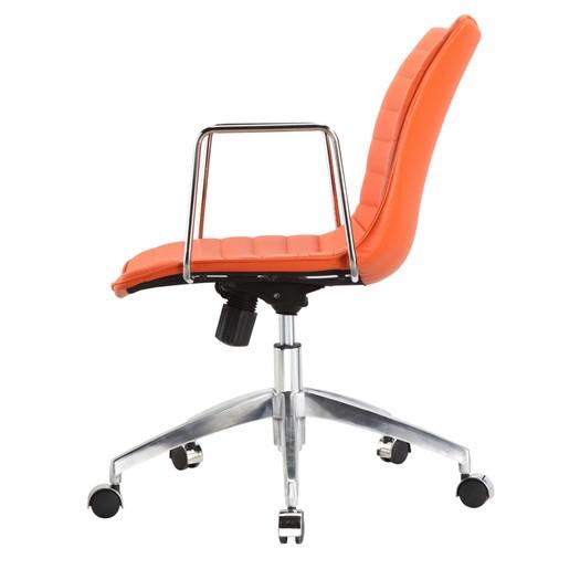 Orange Modern Mid-Back Office Chair Mid-Century Style with Metal Arms