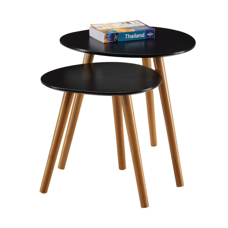 Set of 2 - Modern Mid-Century Style Nesting Tables End Table in Black