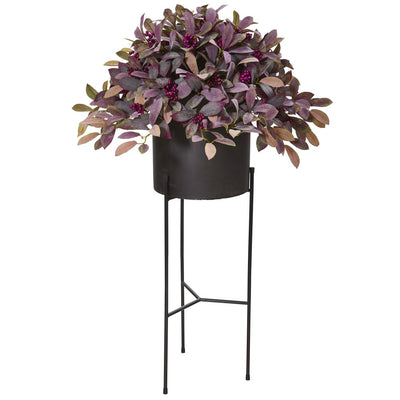 49” Fall Laurel Leaf with Berries Artificial Plant in Black Planter with Stand Default Title