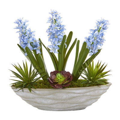 15” Hyacinth and Succulent Artificial Plant in Decorative Planter Default Title