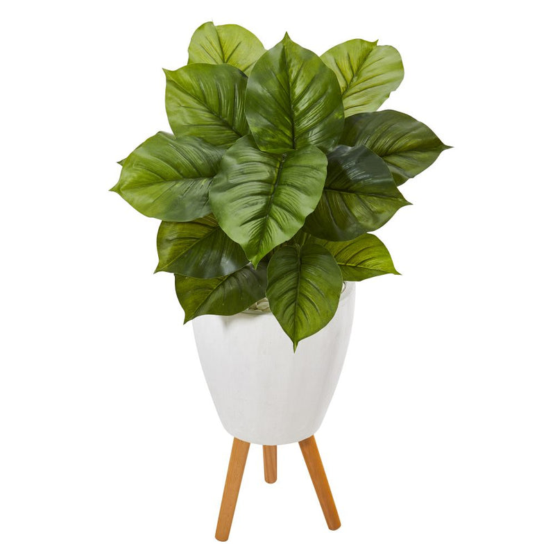 37” Large Philodendron Artificial Plant in White Planter with Stand (Real Touch) Default Title