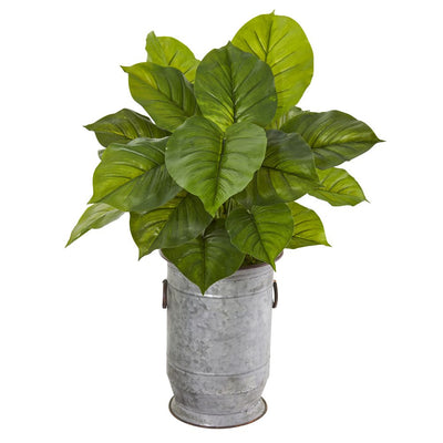 32” Large Philodendron Artificial Plant in Vintage Metal Planter (Real Touch) Default Title