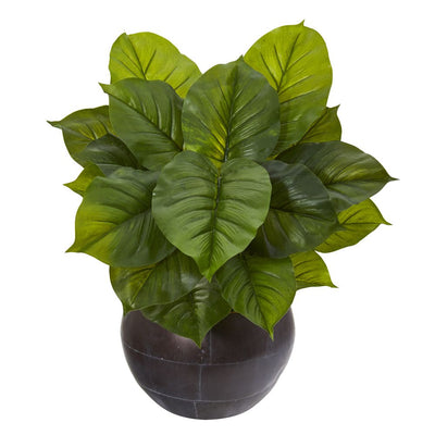 26” Large Philodendron Artificial Plant in Metal Bowl (Real Touch) Default Title