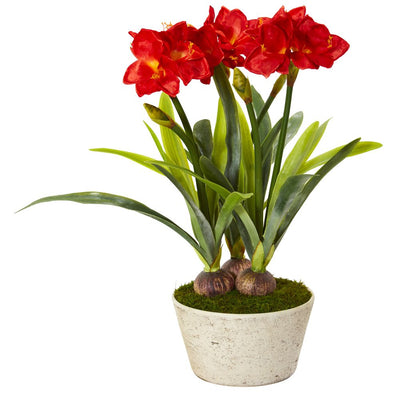 32” Amaryllis Artificial Plant in White Planter Default Title