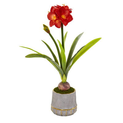 32” Amaryllis Artificial Plant in Planter with Gold Trimming Default Title