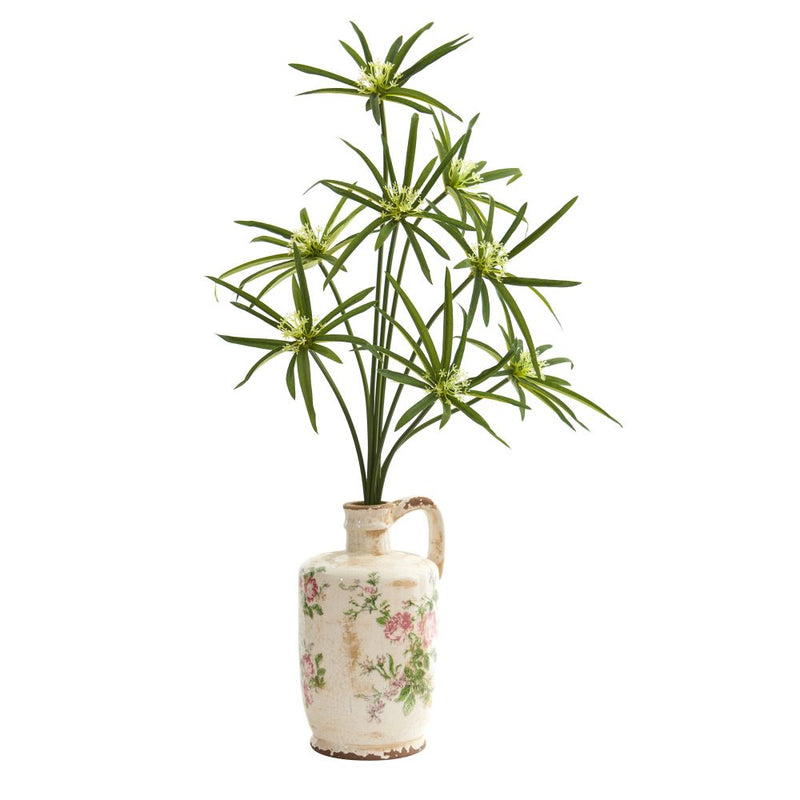 27” Cyperus Artificial Plant in Floral Pitcher Default Title