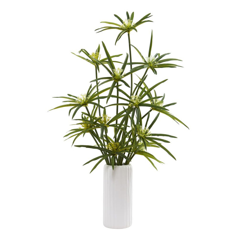 24” Cyperus Artificial Plant in White Planter Default Title