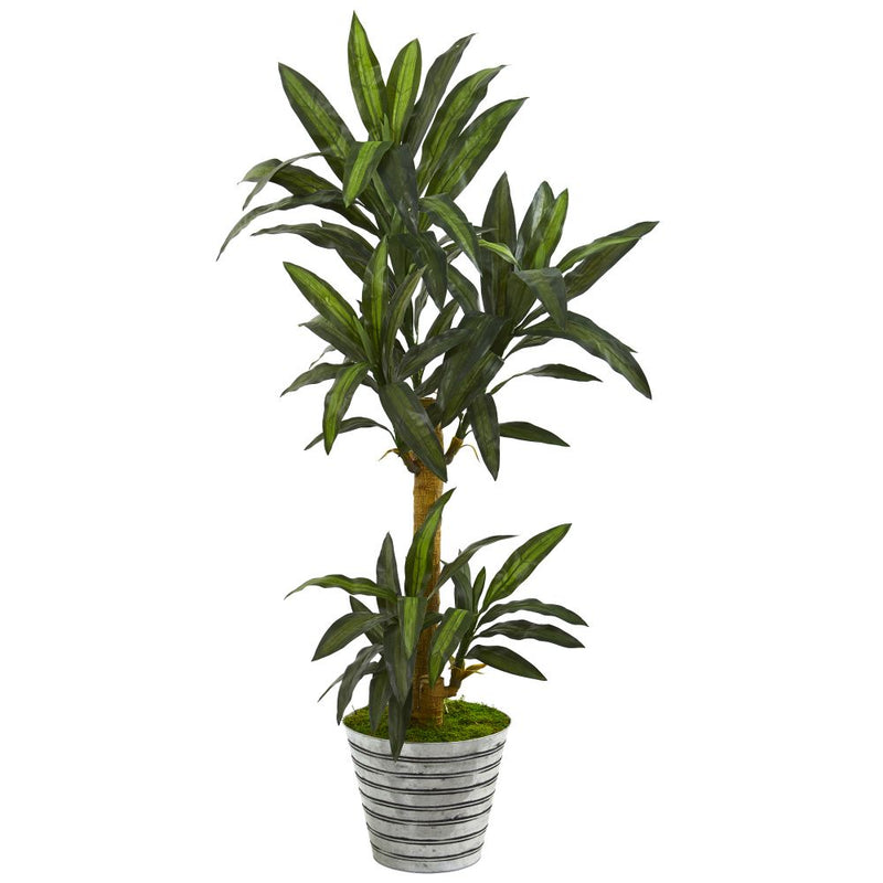 5’ Yucca Artificial Plant in Decorative Tin Bucket Default Title