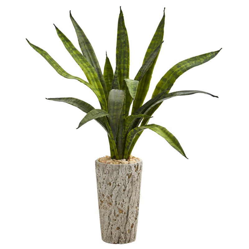 27” Sansevieria Artificial Plant in Weathered Oak Planter Default Title