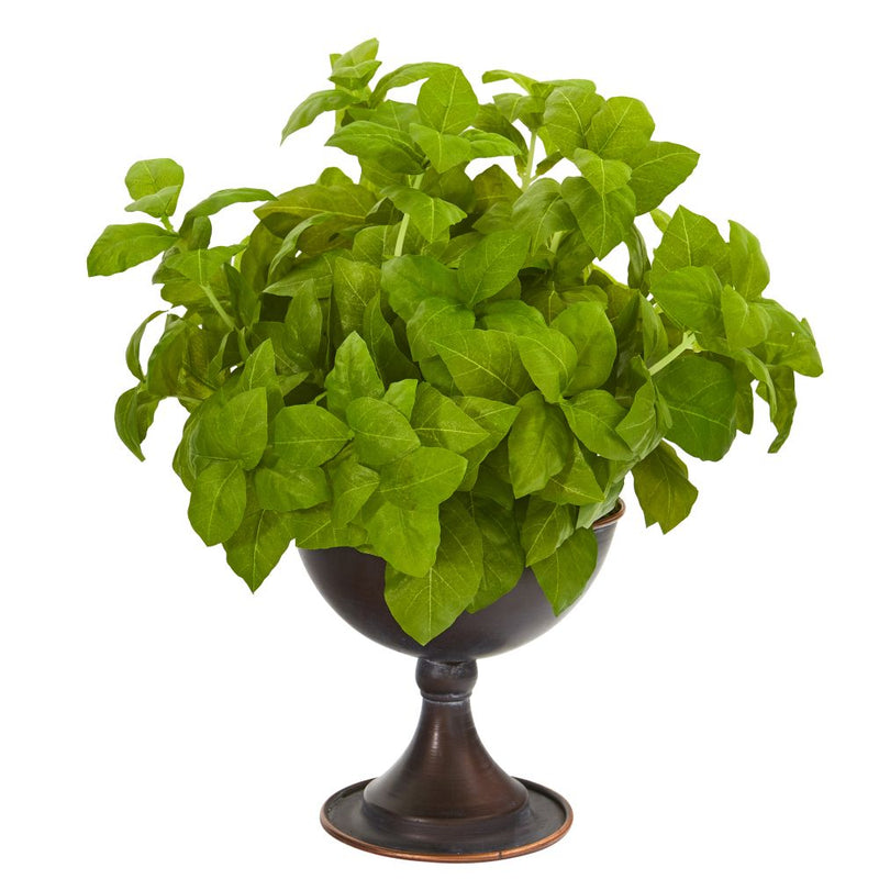 13” Basil Artificial Plant in Metal Chalice Default Title