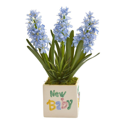 16” Hyacinth and Agave Artificial Plant in “New Baby” Planter Default Title