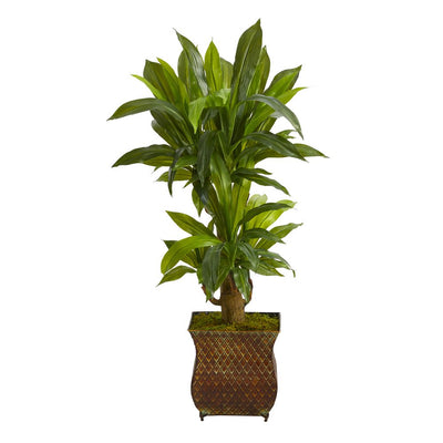 38” Corn Stalk Dracaena Artificial Plant in Metal Planter (Real Touch) Default Title