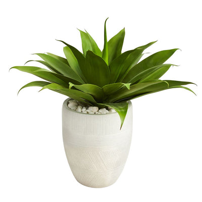 2’ Agave Succulent Artificial Plant in White Planter Default Title